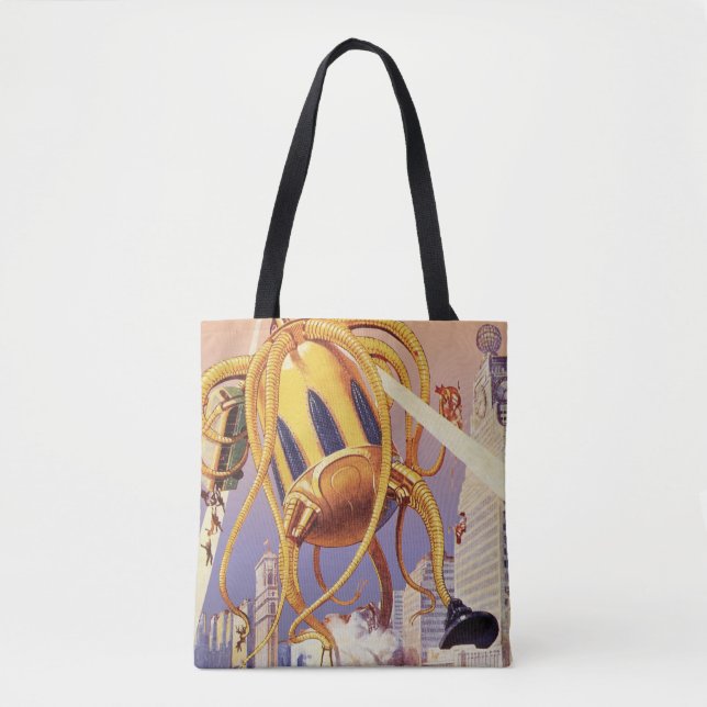 Bolso De Tela El pulpo de la invasión de la guerra de extranjero (Anverso)
