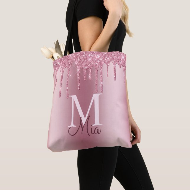 Bolso De Tela El Purpurina de Rubor Girly Pink Drin Monograma No (Detalle)