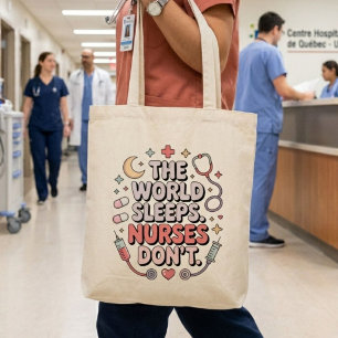 Bolso De Tela El regalo de enfermera divertida 'El mundo duerme,