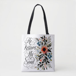 Bolso De Tela Él restaura mi alma floral