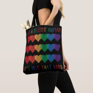 Bolso De Tela El retro cardíaco LGBT es un ser humano decente no