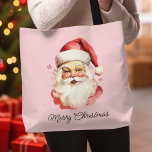 Bolso De Tela El retro vintage Santa Claus Pink Merry Christmas<br><div class="desc">Lleve consigo el espíritu de las vacaciones dondequiera que vaya con esta bolsa de tocador retro vintage de Santa Claus. Con un clásico ilustracion Santa sobre un fondo rosado con las palabras "Feliz Navidad", esta bolsa de té es perfecta para viajes de compras festivos, regalos de vacaciones o para agregar...</div>