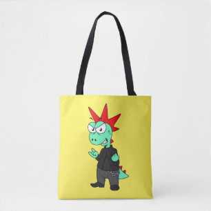 Bolso De Tela El Rex De Tyrannosaurus Se Vestió Como Un Punk.
