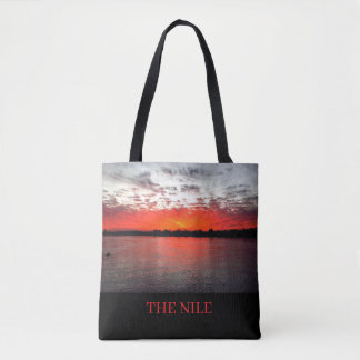 Bolso De Tela El río Nilo, puesta de sol dramática.