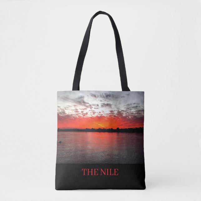 Bolso De Tela El río Nilo, puesta de sol dramática. (Anverso)