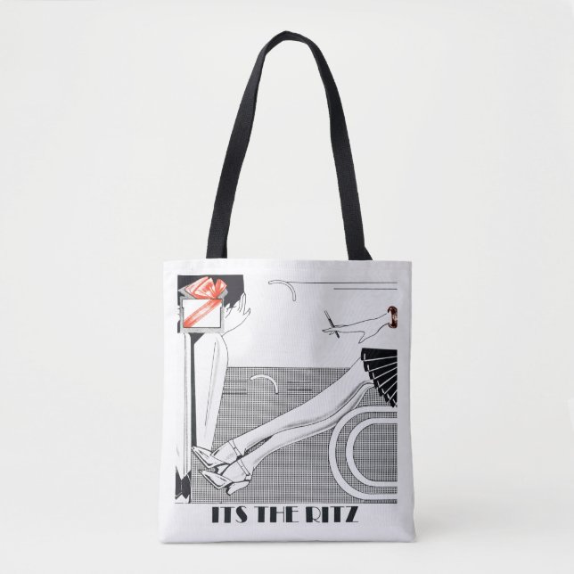 Bolso De Tela El Ritz 1920 Estilo Art Deco Diseño Blanco y Negro (Anverso)