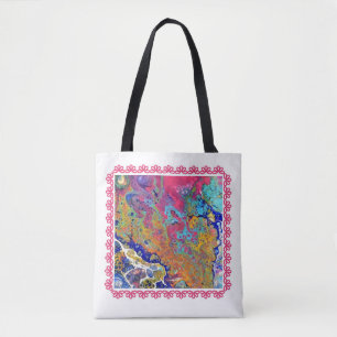 Bolso De Tela El rosa burbujea acrílico vierte el tote