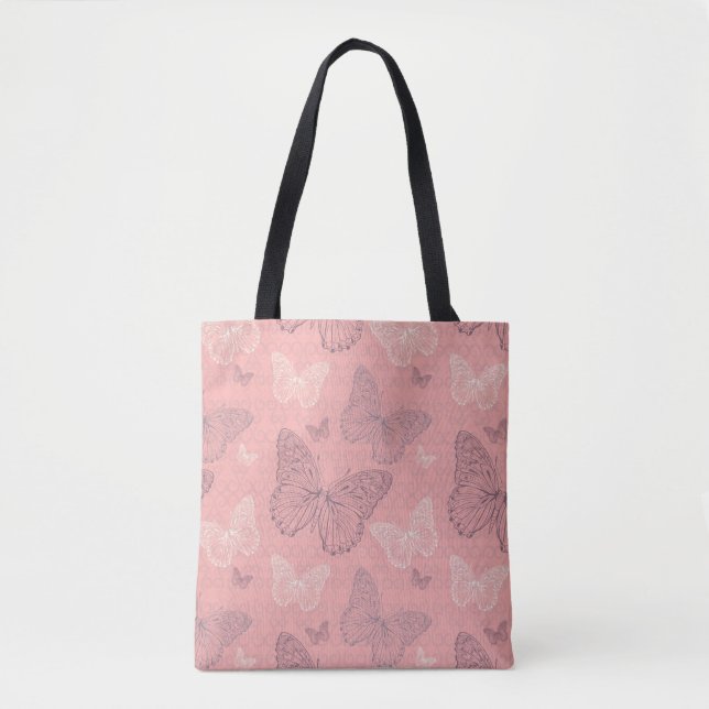 Bolso De Tela El rosa de la mariposa (Anverso)
