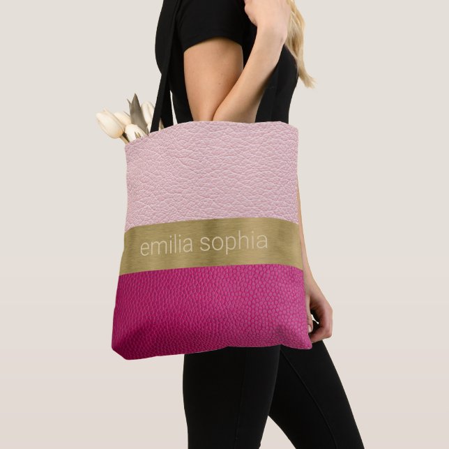 Bolso De Tela El rosa y la fucsia del cuero (Detalle)