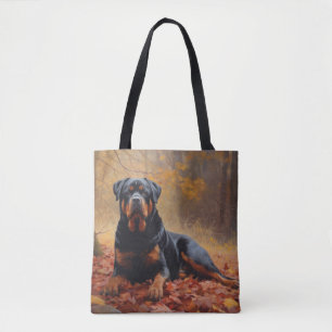 Bolso De Tela El rottweiler en otoño se inspira en la caída de l