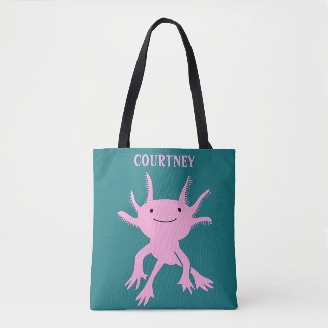 Bolso De Tela El salamandra rosado lindo Axolotl personalizado (Anverso)