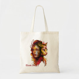 Bolso De Tela El secreto de la simbiosis de una mujer y un gato,