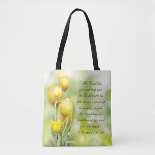 Bolso De Tela El Señor Te Bendice La Biblia Verse Los Tulipanes
