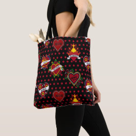 Bolso De Tela El tatuaje de la mamá despuntada de la polka roja