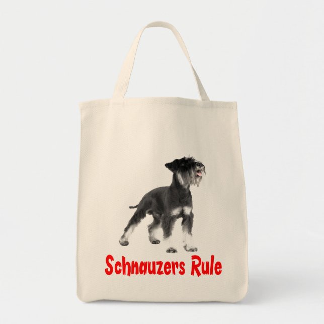 Bolso De Tela El Tote de amor rojo del perro canino gris Schnauz (Frente)
