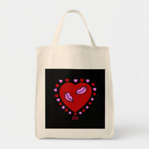 Bolso De Tela El Tote de la tienda con los besos del corazón