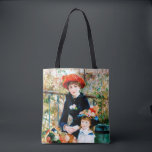 Bolso De Tela El Tote de las dos hermanas del Bella Artes Renoir<br><div class="desc">Pierre-Auguste Renoir creó este encantador cuadro en 1881. Se denominó "Dos hermanas" cuando se exhibió por primera vez el año siguiente. El primer propietario,  Paul Durand-Ruel,  llamó al óleo sobre lienzo "On the Terrace". El Sena del río aparece en el fondo.</div>