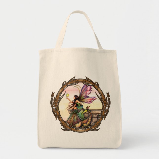Bolso De Tela El Tote Dragón Orbs Gótico y Dragón (Frente)