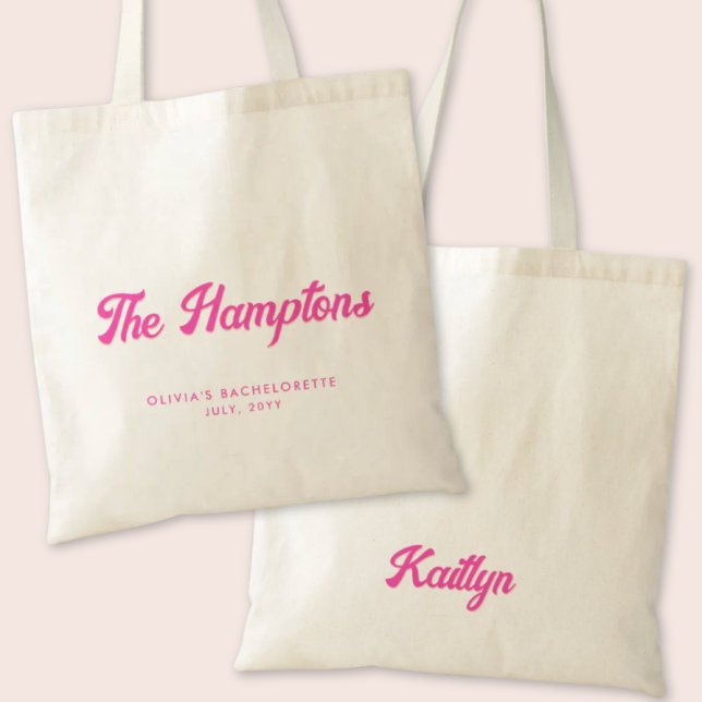 Bolso De Tela El Tote personalizado del partido Hamptons Bachelo (The Hamptons Bachelorette Party Tote Bag)