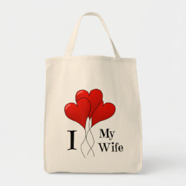 Bolso De Tela El trío de globos de corazón rojo que amo a mi esp