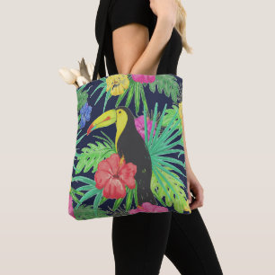 Bolso De Tela El tucán tropical y deja la selva tropical