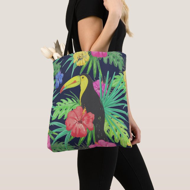 Bolso De Tela El tucán tropical y deja la selva tropical (Detalle)