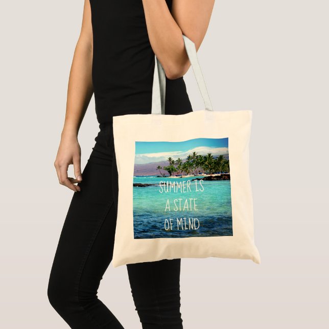 Bolso De Tela El verano de las palmeras oceánicas hawaianas es u (Anverso (producto))