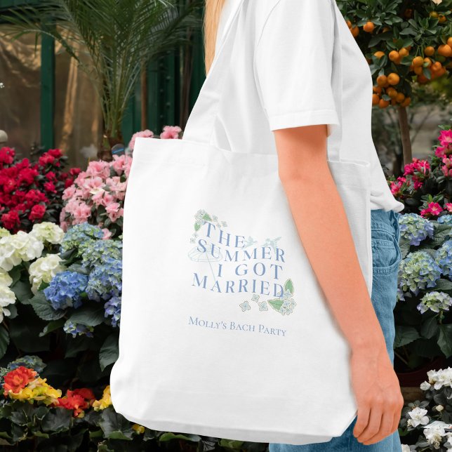 Bolso De Tela El verano en que me casé - Bachelorette costera (Summer I Got Married tote bag with modern serif font – perfect for bridal celebrations!)