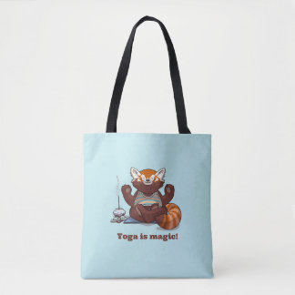 Bolso De Tela ¡El Yoga de Panda Rojo es Mágico! Arte de Meditaci