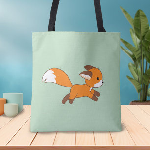 Bolso De Tela El zorro que corre en verde