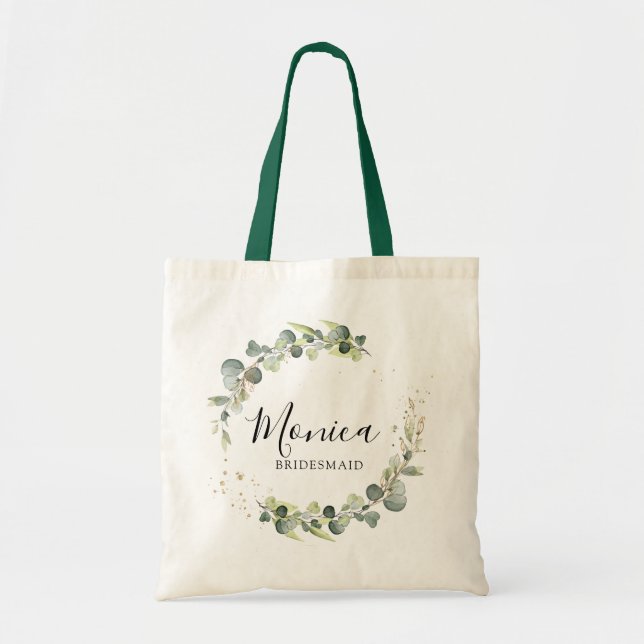 Bolso De Tela elagant script greenerenery follage bridesmaid (Frente)