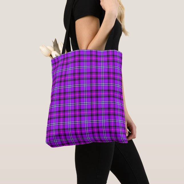 Bolso De Tela Electric Violet and Fuchsia Plaid Purple (Detalle)