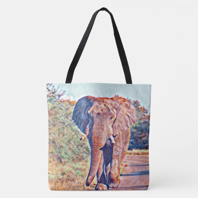Bolso De Tela elefante acuarell (Anverso)