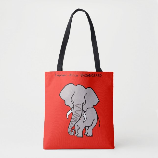 Bolso De Tela ELEFANTE Africano - Animal en peligro de extinción (Anverso)