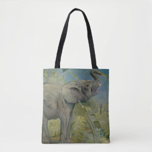 Bolso De Tela Elefante africano vintage en la jungla, desprestig