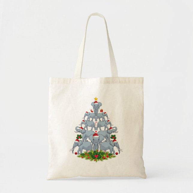 Bolso De Tela Elefante Árbol de Navidad Feliz Navidad Regalos de (Frente)