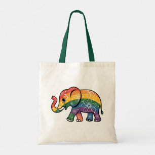 Bolso De Tela Elefante arcoiris