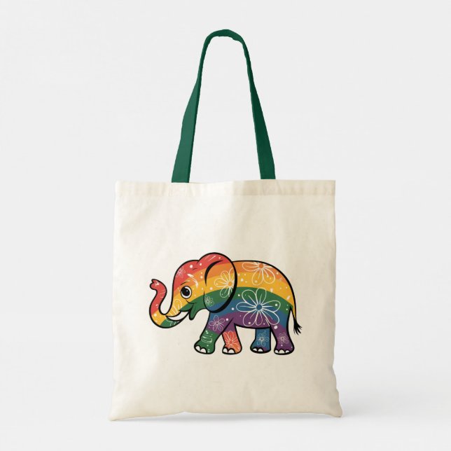 Bolso De Tela Elefante arcoiris (Reverso)