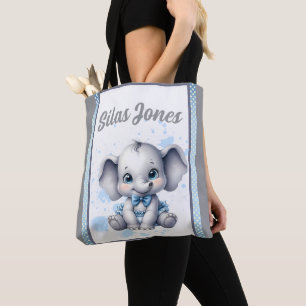 Bolso De Tela Elefante Azul Cute - Maní Pequeño