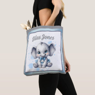 Bolso De Tela Elefante Azul Cutie - Maní Pequeño 
