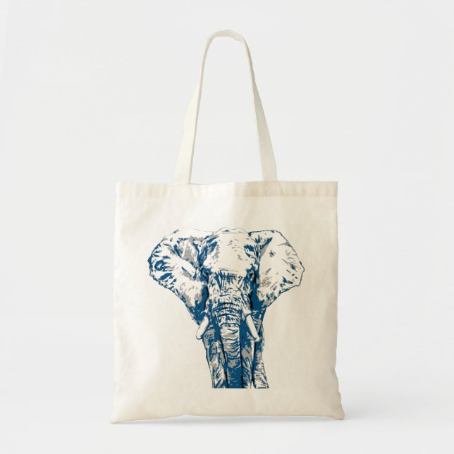 Bolso De Tela Elefante Azul - Estilo de arte pop y Posterización (Frente)