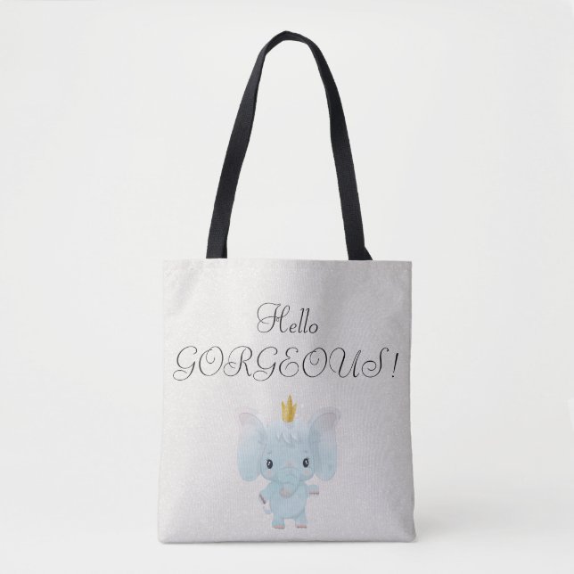 Bolso De Tela Elefante bebé, corona de oro - Hola preciosa (Anverso)