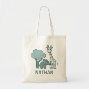 Bolso De Tela Elefante bebé y jirafa personalizada