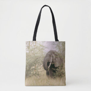 BOLSO DE TELA ELEFANTE COMIENDO UN ÁRBOL