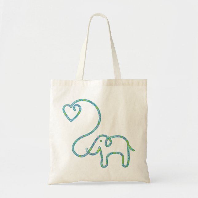 Bolso De Tela ELEFANTE con el corazón (Frente)
