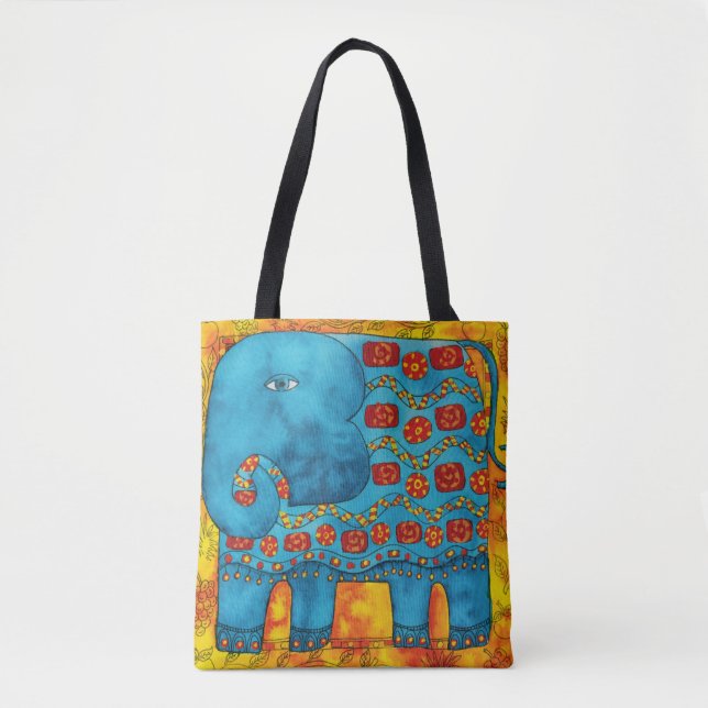 Bolso De Tela Elefante con Estampado de Acuarela (Anverso)