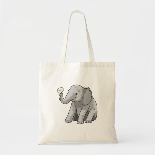 Bolso De Tela Elefante con flor (Frente)