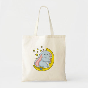 Bolso De Tela Elefante con luna y estrellas