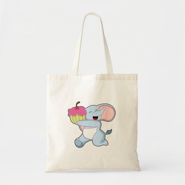 Bolso De Tela Elefante con torta (Frente)