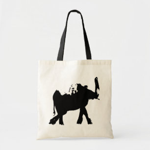 Bolso De Tela Elefante de arte pop blanco y negro